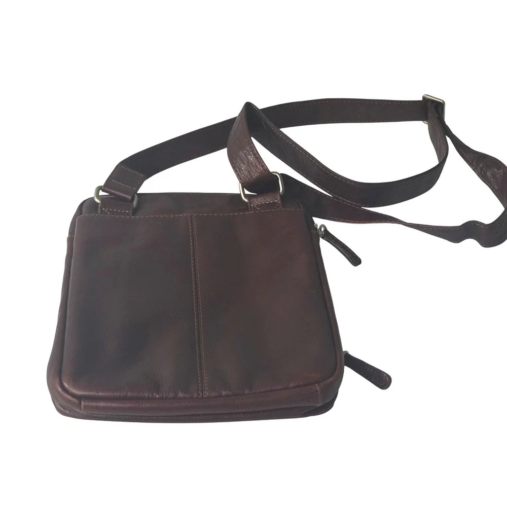 Osgoode Marley Genuine Leather Dark Brown Crossbody Messenger Bag Multi-Pocket